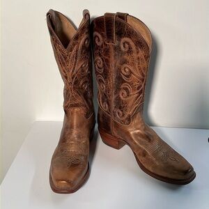 SONORA Western Glam Bronze Metallic Leather Women's Urban-Chic Cowboy Boots 9.5